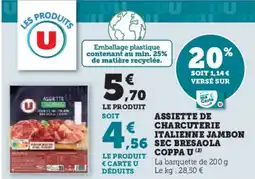 Hyper U U Assiette de charcuterie italienne jambon coppa offre