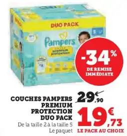 Hyper U Couches pampers premium protection duo pack offre