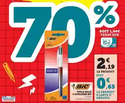 Super U Bic - stylo bille 4 couleurs offre