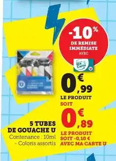 Super U U - 5 tubes de gouache offre