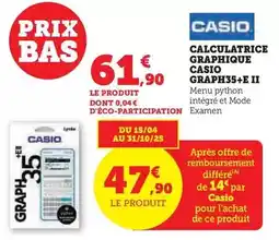 Super U Casio - calculatrice graphique graph35+e ii offre