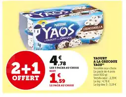 Super U YAOS YAOS YAOURT A LA GRECQUE offre