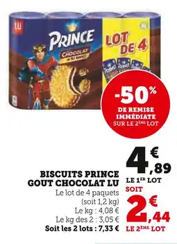 Super U LU Biscuits Prince gout chocolat offre