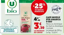 Super U U BIO Café moulu pur arabica offre