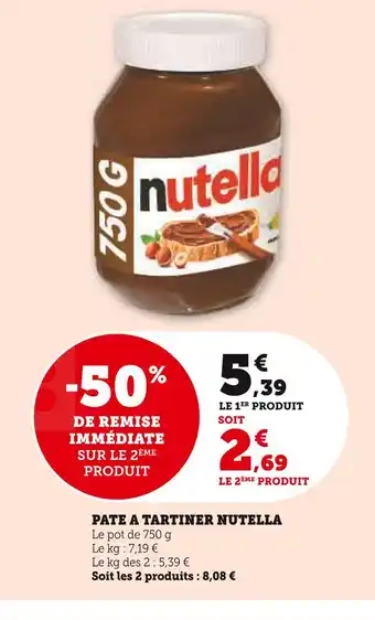 Super U Nutella Pate a tartiner offre
