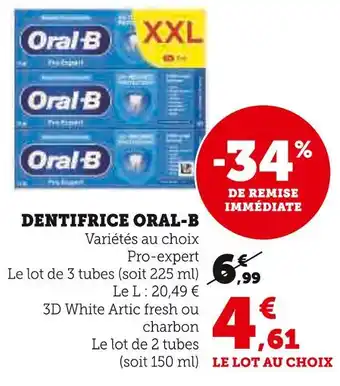 Super U Oral-B Dentifrice offre