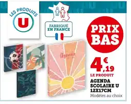 Super U Les Produits U Agenda Scolaire 12x17cm offre
