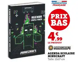 Super U Minecraft Agenda scolaire offre