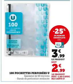 Super U U 100 pochettes perforées offre