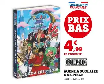 Super U ONE PIECE Agenda Scolaire offre