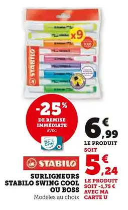 Super U STABILO Surligneurs swing cool ou boss offre