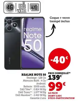 Super U Realme Realme Note 50 offre