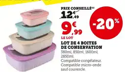 Super U Lot de 4 boites de conservation offre
