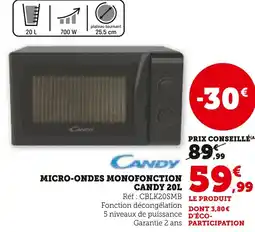 Super U CANDY Micro-ondes monofonction 20L offre