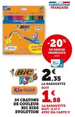 Super U BIC 24 CRAYONS DE COULEUR offre