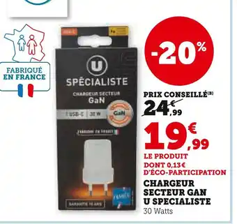 Super U U SPECIALISTE Chargeur secteur GaN offre