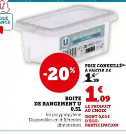 Super U U Boite de rangement 0,5L offre
