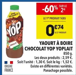 Supeco Yoplait Yaourt à boire chocolat Yop offre