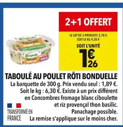 Supeco Bonduelle Taboulé au poulet rôti offre