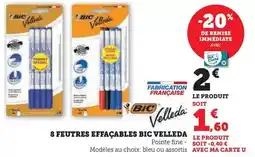 Hyper U Bic - 8 feutres effaçables velleda offre