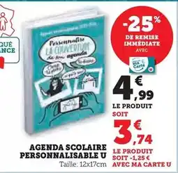 Hyper U U - agenda scolaire personnalisable offre