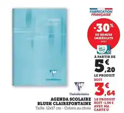 Hyper U Clairefontaine - agenda scolaire blush offre