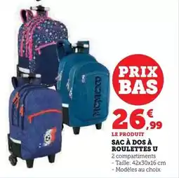 Hyper U U - sac à dos à roulettes offre