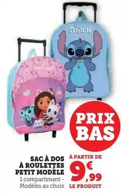 Hyper U Sac à dos à roulettes petit modele offre