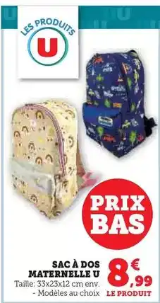 Hyper U U - sac à dos maternelle offre