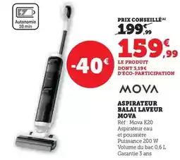 Hyper U Mova - aspirateur balai laveur offre