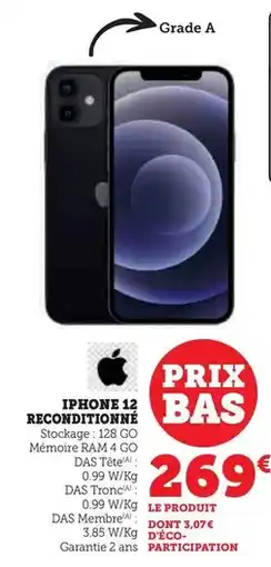 Hyper U Apple - iphone 12 reconditionné offre