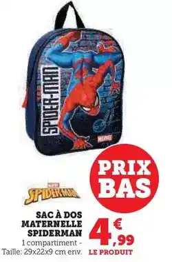 Hyper U Spiderman - sac à dos maternelle offre