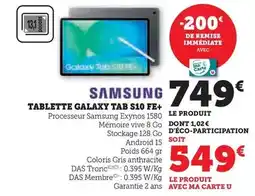 Hyper U Samsung - tablette galaxy tab s10 fe+ offre