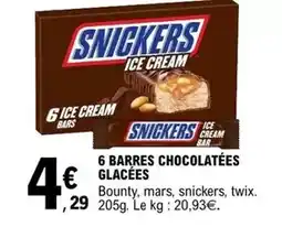 E.Leclerc Snickers - 6 barres chocolatées glacées offre