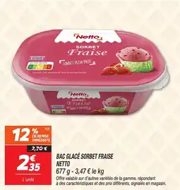 Netto NETTO Bac glacé sorbet fraise offre