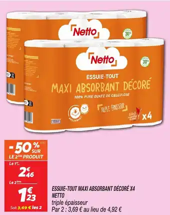 Netto NETTO Essuie-tout maxi absorbant décoré x4 offre
