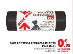 Bi1 PRIX MINI Sacs poubelle liens classiques offre
