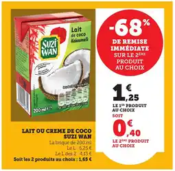 Bi1 SUZI WAN Lait ou creme de coco offre