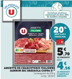 Bi1 U Assiette de charcuterie italienne jambon sec bresaola coppa offre