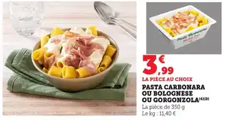 Bi1 Pasta carbonara ou bolognese ou gorgonzola offre
