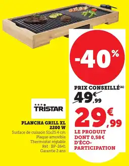 Bi1 TRISTAR Plancha grill xl 2200 w offre