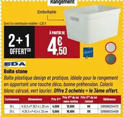 Tridôme EDA Boîte stone offre