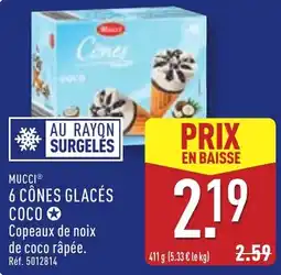 ALDI Mucci 6 cônes glacés coco offre