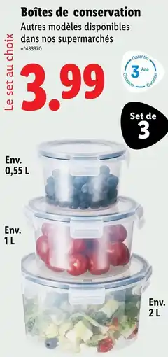 Lidl Boîtes de conservation offre