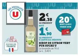 Maximarché Sirop de citron vert pur sucre u offre