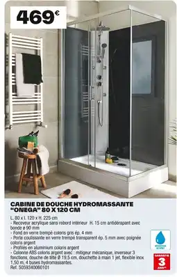 Brico Dépôt ONEGA Cabine de douche hydromassante offre