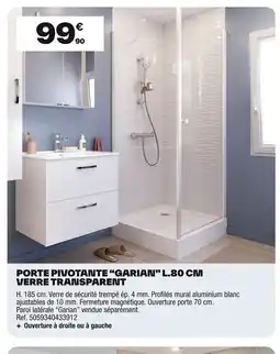 Brico Dépôt GARIAN Porte pivotante verre transparent offre