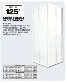 Brico Dépôt ONEGA Accès d'angle droit offre