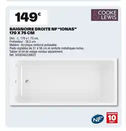 Brico Dépôt IONAS Baignoire droite nf offre