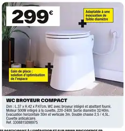 Brico Dépôt Wc broyeur compact offre
